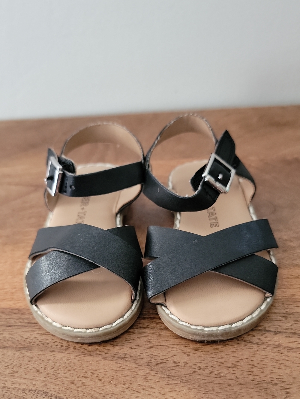 Tucker + Tate Black Cross-Strap Kids Sandals with Buckle
